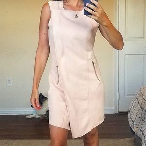 Bebe Asymmetrical Zip Side Rose Blush Pink Dress